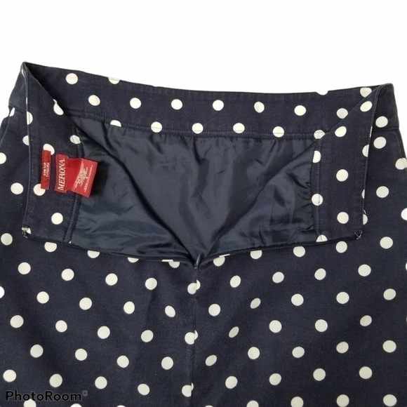 POLKA Dot Blue and White Midi Pencil Skirt Size 8 - Picture 5 of 8